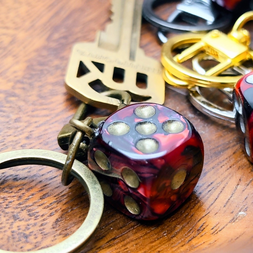 Handmade Red Dice Clip on Keychain Your Choice of Metals